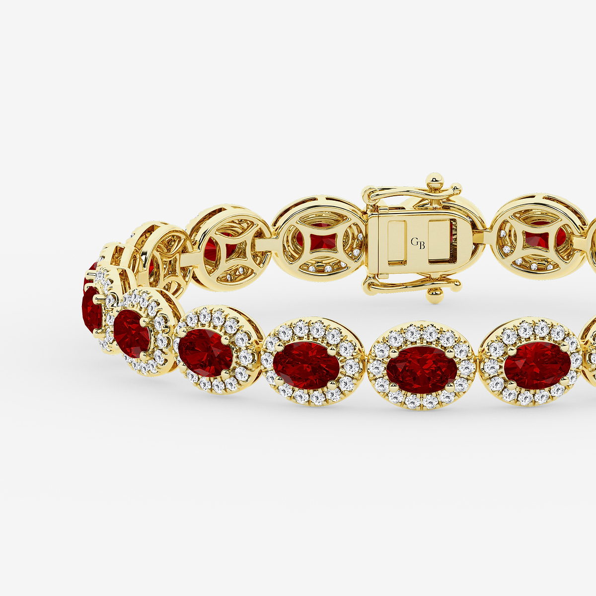 Additional Image 1 for  8 1/2 Oval Cut Created Ruby and Round Lab Grown Diamond Bracelet - 7 Inches
